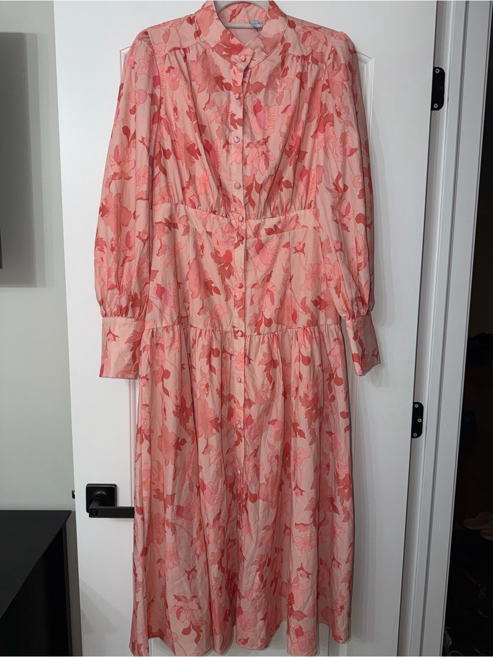 Petal & Pup Forever Print Long Sleeve Tiered Midi Dress – Pink Floral - Picture 5 of 13